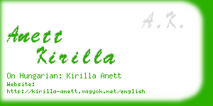 anett kirilla business card